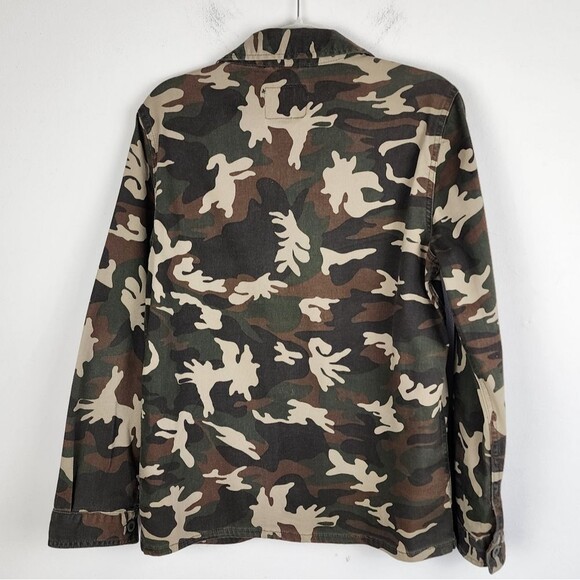 Sanctuary Camo Utility Jacket Shacket Pockets Stretch Button Front Size M - Picture 4 of 14